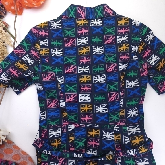 Boden Navy Patterned Dress Sz 4R - Picture 10 of 13